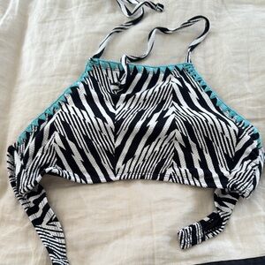 Zebra Print Halter Swim Top
